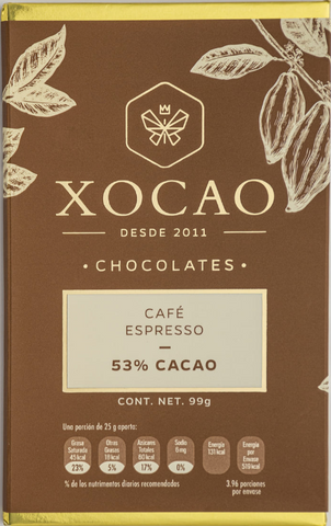 Barra de Chocolate con Café Espresso – 53% Cacao