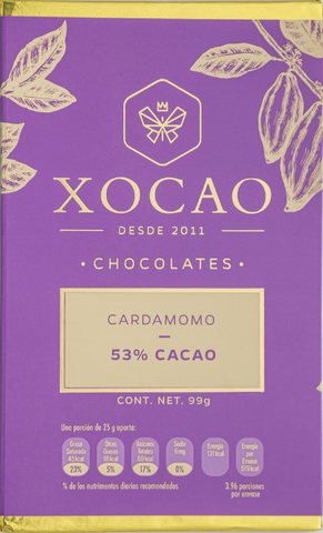 Barra de Chocolate con Cardamomo – 53% Cacao