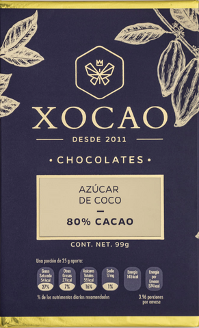 Barra de Chocolate Amargo con Azúcar de Coco – 80% Cacao