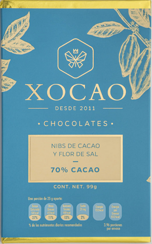 Barra de Chocolate Amargo con Sal de Mar y Trozos de Cacao – 70% Cacao